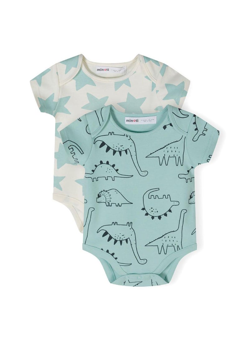 MINOTI Boys 2 pack short sleeve bodysuits envelope shoulders mint - Image 2
